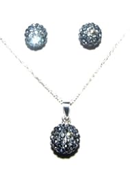 Stylish & Sophisticated 10mm 0.4 inch pewter ball pendant necklace on 18 inch 46cm rolo cable chain with matching 8mm 0.31 inch stud earrings. Made using solid sterling silver 925 and swarovski crystals. For other Birthstones please type Decorum Jewellery into the search bar.