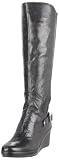 Nine West Women’s Nia Wedge Boot,Black Leather,6.5 M US