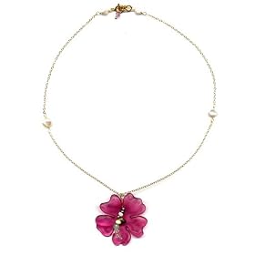14K Gold Pearl, Emerald & Lucite Kauai Necklace by 