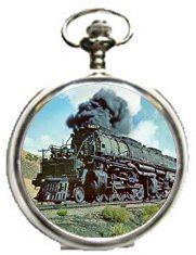 Pocket Watch - Locomotive Train Silver -Toned Pocket Watch with 14" Clip on Chain