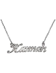 Name Necklaces Hannah - Personalized Necklace White Gold Plated 18K, Belcher Chain, 2mm Thick
