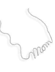 925 Sterling Silver 18 Inch Bead Chain "Mom" Necklace