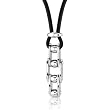 Mechanics of Style: Stainless Steel Beaded Bicycle-link Pendant Necklace with Rubber Cord for Men