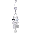 Crystalline Gem Eliptic Circular Dangle Belly Ring