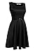 Meaneor Women Sleeveless Belted Pleated Flared Plus Size Skater Swing Dress Top