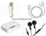 Two Apple iPod Mini Belt Clips (603-3749), Apple 40GB iPod Dock OEM PL376AA#ABA B-STOCK, Apple iPod Dock Connector to USB 2.0 Cable (591-0222), HP Earbuds - black (372372-001)