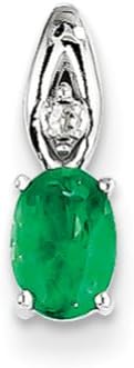 14k White Gold Genuine Emerald Diamond pendant, Adorable Pendants for Necklace, Women Jewelry
