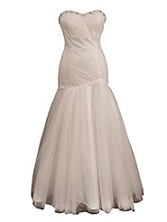 Strapless Tulle Sweetheart Fit-and-Flare Lace-Up Ruched Jeweled Wedding Dress 