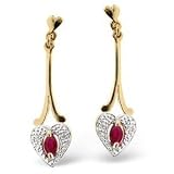 Image of 9ct Ruby & Diamond Drop Earrings