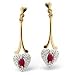 9ct Ruby & Diamond Drop Earrings