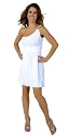 Fancy Grecian Inspired Petite One-Shoulder Bubble Dress with Vintage-Like Rhinestone Accent from Hot Fash Dresses - APOLLONIA White