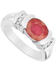 Ruby and Diamond Ring 14K White Gold - 3.25 CT TGW