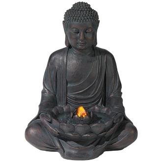 Meditating Aged Bronze Buddha LED Indoor/Outdoor Fountain