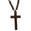 Cross Pendant in Brown Bead Necklace- 18'' Necklace, 10.5'' Overall Length