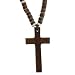 Cross Pendant in Brown Bead Necklace- 18'' Necklace, 10.5'' Overall Length