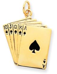 14k Gold Enameled Royal Flush Playing Cards Charm