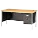 Sandusky 600 Series Steel Single Pedestal Teachers Desk with Maple Top, 60" Width x 29-1/2" Height x 30" Depth, Black Base
