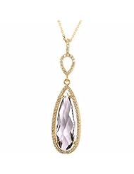 14K Yellow Gold Double-Sided Checkerboard Cut Rose de France Amethyst and Diamond Pendant -- LIFETIME WARRANTY