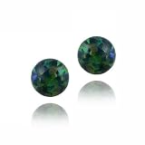 Sterling Silver Created Dark Green Opal Ball Stud Earrings, 6mm