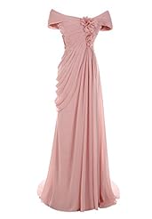Ruched Applique Belted Off the Shoulder Chiffon/Satin Evening Dress/Prom Dress 