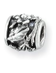 Bird and Flower Charm in Silver for 3mm Charm Bracelets