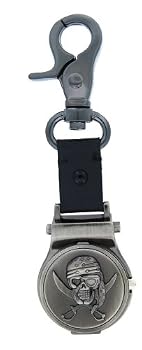 Nemesis #B3180P Pirate Skull Double Sword Clip On Watch