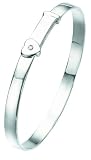D for Diamond Sterling Silver B773 Girls Diamond Set Heart Baby Bangle