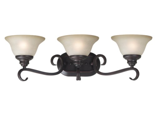 Kenroy Home 80473ORB Welles Three-Light Vanity Light With 7-Inch Cream Scavo Glass Shades, Oil Rubbed Bronze