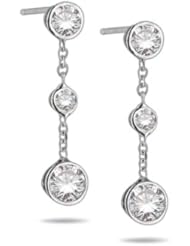 Bezel Earrings - 3/4 (0.71-0.80) Ct Triple Bezel VS Diamond Earrings in 18K White Gold