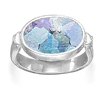 Ancient Roman Glass Ring with Hammered Band
