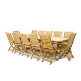 70095 13pc Grand Veranda Extension Rectangular Teak Dining Set for 12