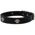 Leder Hundehalsband Halsband Metallaplikationen schwarz