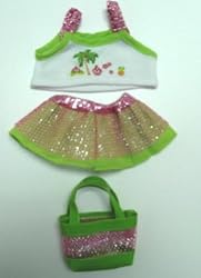 Pink and Green with Bag Outfit fits most Webkinz, Shining Star and 8" - 10" Make Your Own Stuffed Animals