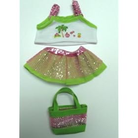 Pink and Green with Bag Outfit fits most Webkinz, Shining Star and 8