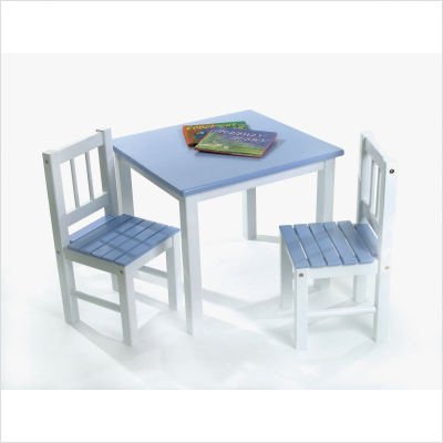 Lipper International 513BL Child's Table and 2-Chair Set, Blue and White