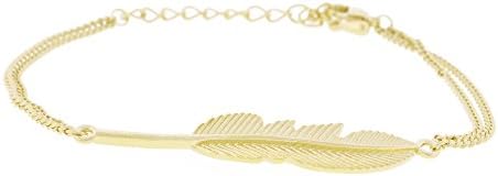 Fallen Angel Wing Feather Chain Bracelet (Gold Tone)
