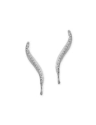 The Ear Pin 10k White Gold Twisted Rope Center Earrings