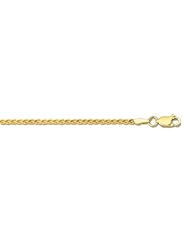 14k Solid Yellow Gold Round Wheat Chain Necklace 2.1mm 16"