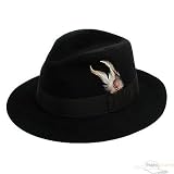 Downturned Brim Rabbit Fur Felt Hat-Black