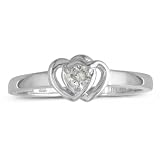 Diamond Heart Promise Ring Crafted in Sterling Silver .07ct (Sizes 4 to 9)