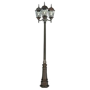 3 Light Stained Glass Outdoor Pole by 
