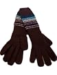 Fownes Womens Long Brown Knit Gloves with Blue & Ivory Stripes