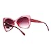 SA106 Unique Oversized Cat Eye Hybrid Butterfly Sunglasses Burgundy