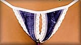 Unique y2Clothes Sexy Denim and Lace Crotchless G-String - One Size Fits Most Plain Package