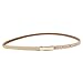 Outtop Women's Elegant Slim Thin Leather Belt Lichee Pattern Gold Buckle (Khaki)