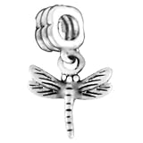 Bauble LuLu Dragonfly Dangle European/Memory Charm Silver Tone Rhodium Layered Bead - Fits Pandora, Biagi, Chamalia etc Bracelets