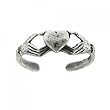 Sterling Silver Celtic Claddagh Adj. Heart Toe Ring
