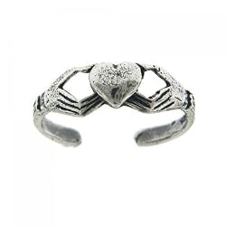 Claddagh Celtic Heart Adjustable Toe Ring in Solid Sterling Silver