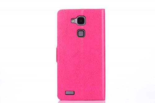 Neway 2 in 1 Bundle for HUAWEI Ascend Mate7 Fashion Color High Quality Leather Flip Protective Wallet Cover Shell with HD Screen Protector,Color:buckle ID-Rose