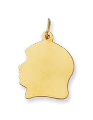 14K Yellow Gold Girls Head Charm (17 x 25mm)